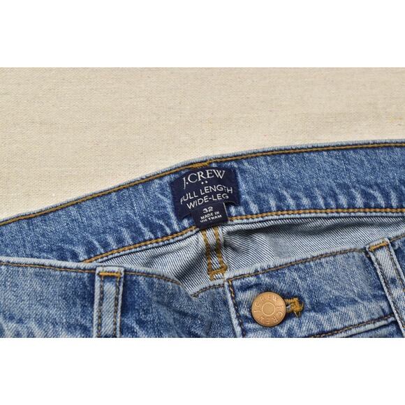 J.Crew Women's Blue High Rise Full Length Wide Leg Jeans Size 32 Button Fly - Picture 8 of 8